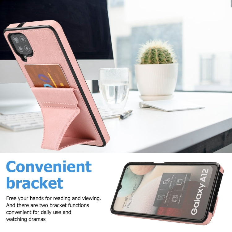 For Samsung Galaxy A42 5G Ultra-thin Shockproof Protective Case with Holder & Metal Magnetic Function(Rose Gold) by buy2fix