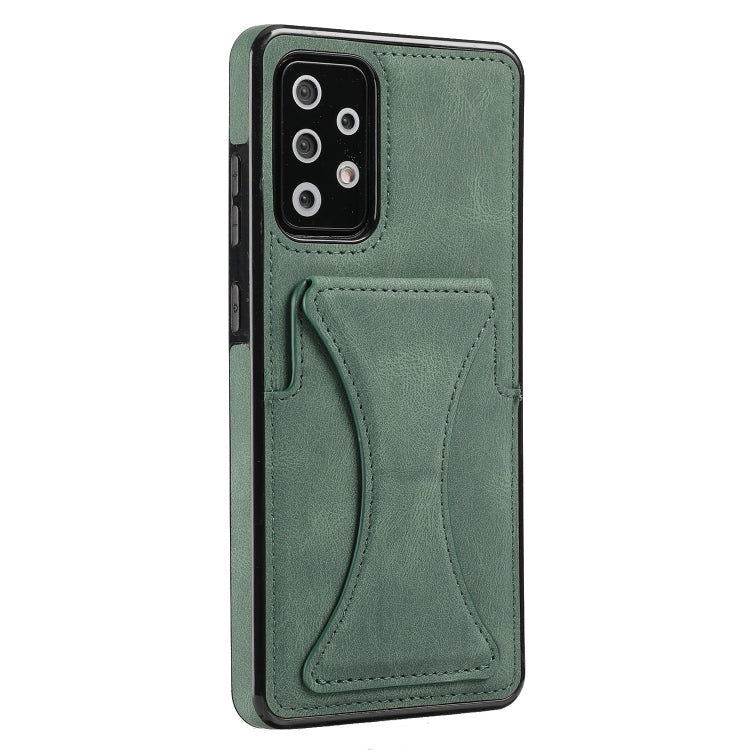 For Samsung Galaxy A52 5G / 4G Ultra-thin Shockproof Protective Case with Holder & Metal Magnetic Function(Green) by buy2fix
