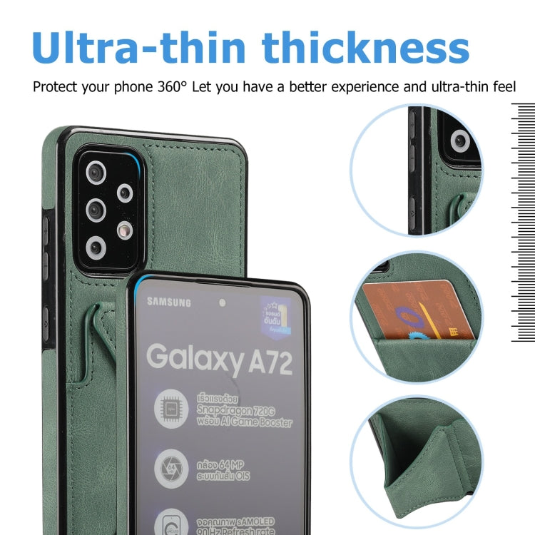 For Samsung Galaxy A52 5G / 4G Ultra-thin Shockproof Protective Case with Holder & Metal Magnetic Function(Green) by buy2fix