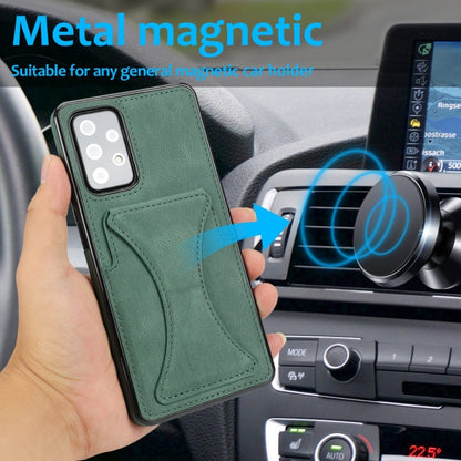 For Samsung Galaxy A52 5G / 4G Ultra-thin Shockproof Protective Case with Holder & Metal Magnetic Function(Green) by buy2fix