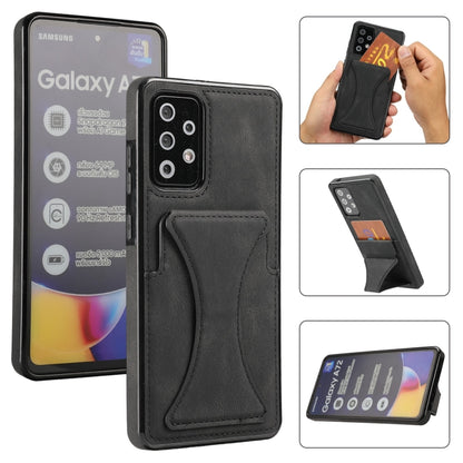 For Samsung Galaxy A52 5G / 4G Ultra-thin Shockproof Protective Case with Holder & Metal Magnetic Function(Black) by buy2fix
