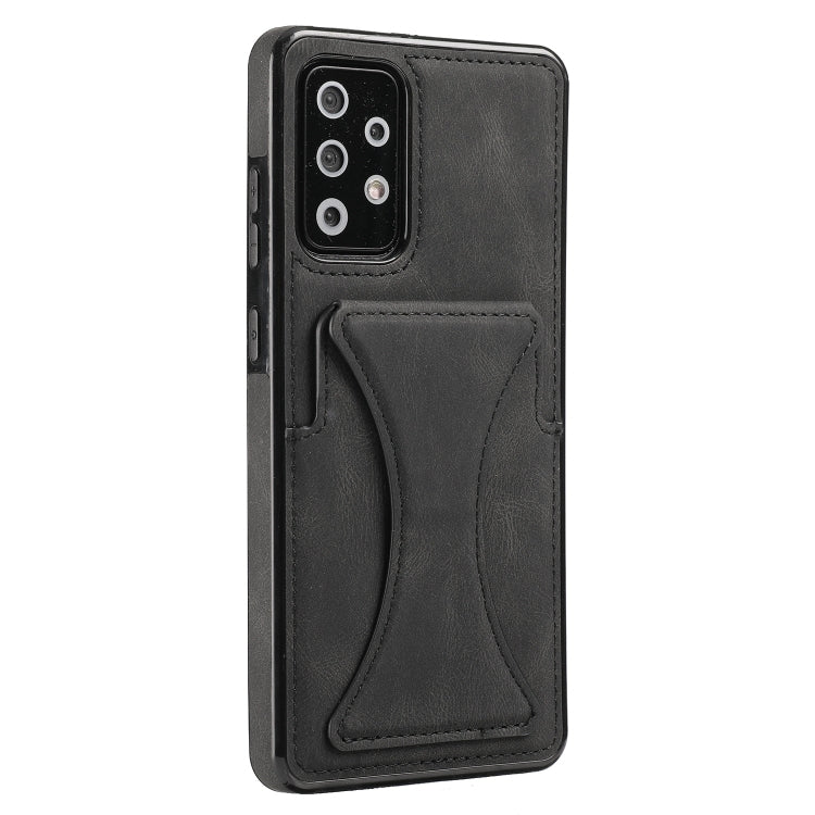 For Samsung Galaxy A52 5G / 4G Ultra-thin Shockproof Protective Case with Holder & Metal Magnetic Function(Black) by buy2fix