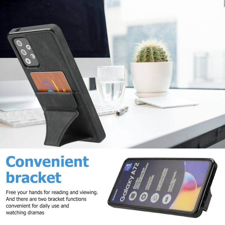 For Samsung Galaxy A52 5G / 4G Ultra-thin Shockproof Protective Case with Holder & Metal Magnetic Function(Black) by buy2fix