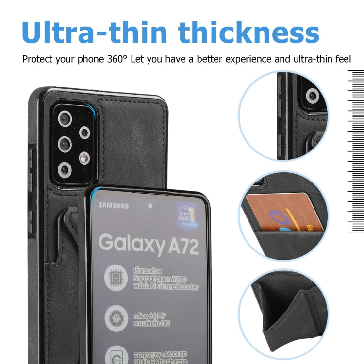 For Samsung Galaxy A52 5G / 4G Ultra-thin Shockproof Protective Case with Holder & Metal Magnetic Function(Black) by buy2fix
