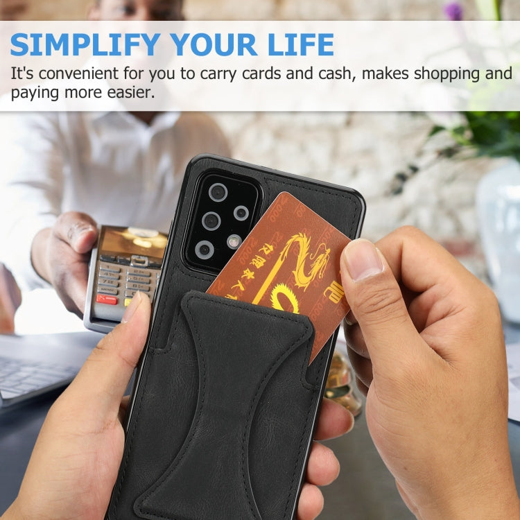 For Samsung Galaxy A52 5G / 4G Ultra-thin Shockproof Protective Case with Holder & Metal Magnetic Function(Black) by buy2fix