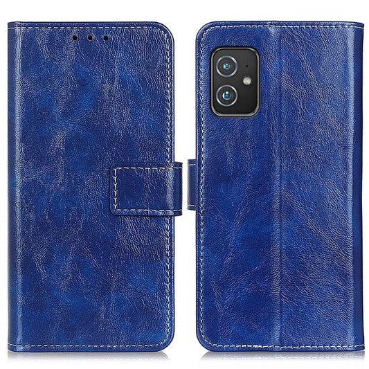 For Asus Zenfone 8 Retro Crazy Horse Texture Horizontal Flip Leather Case with Holder & Card Slots & Photo Frame & Wallet(Blue) - ASUS Cases by buy2fix | Online Shopping UK | buy2fix