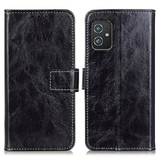 For Asus Zenfone 8 Retro Crazy Horse Texture Horizontal Flip Leather Case with Holder & Card Slots & Photo Frame & Wallet(Black) - ASUS Cases by buy2fix | Online Shopping UK | buy2fix