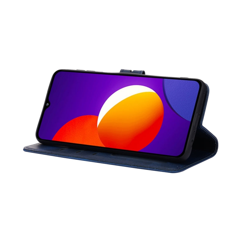 For Samsung Galaxy A22 4G Embossed Happy Cat Pattern Horizontal Flip Leather Case with Holder & Card Slots & Wallet(Blue) by buy2fix