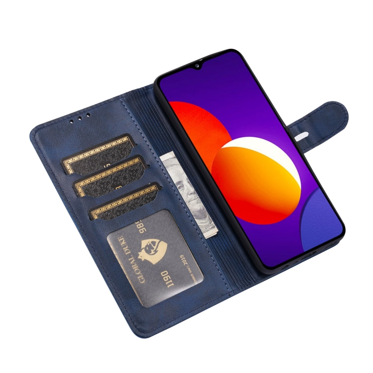 For Samsung Galaxy A22 4G Embossed Happy Cat Pattern Horizontal Flip Leather Case with Holder & Card Slots & Wallet(Blue) by buy2fix