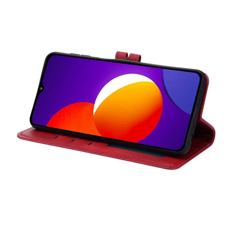 For Samsung Galaxy A22 4G Embossed Happy Cat Pattern Horizontal Flip Leather Case with Holder & Card Slots & Wallet(Red) by buy2fix