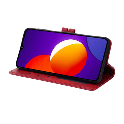 For Samsung Galaxy A22 4G Embossed Happy Cat Pattern Horizontal Flip Leather Case with Holder & Card Slots & Wallet(Red) by buy2fix