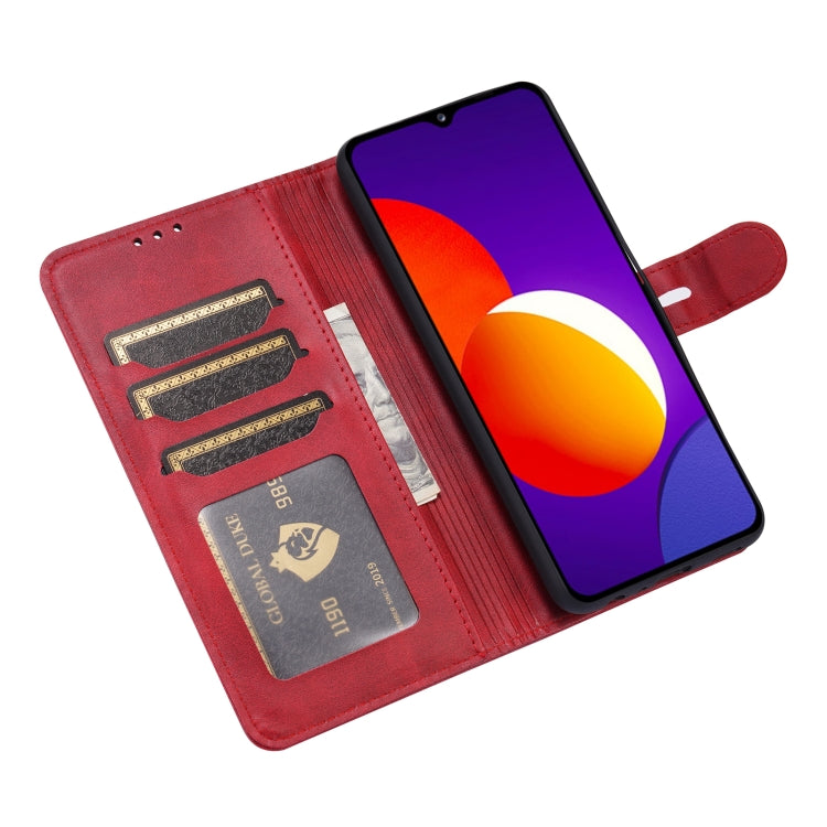 For Samsung Galaxy A22 4G Embossed Happy Cat Pattern Horizontal Flip Leather Case with Holder & Card Slots & Wallet(Red) by buy2fix