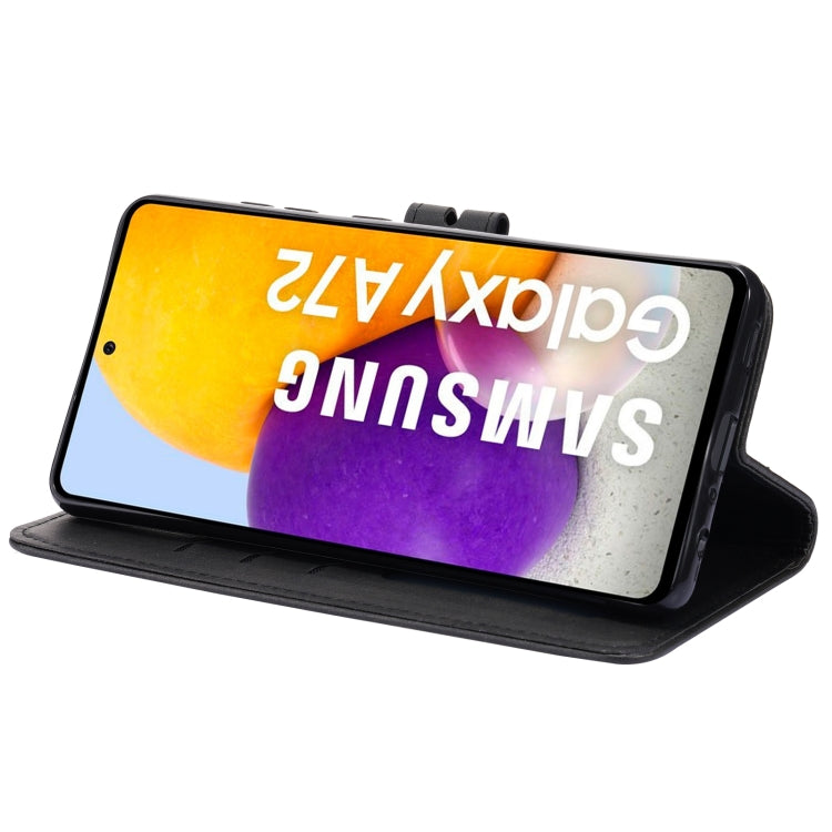 For Samsung Galaxy A52 5G / 4G Embossed Happy Cat Pattern Horizontal Flip Leather Case with Holder & Card Slots & Wallet(Black) by buy2fix