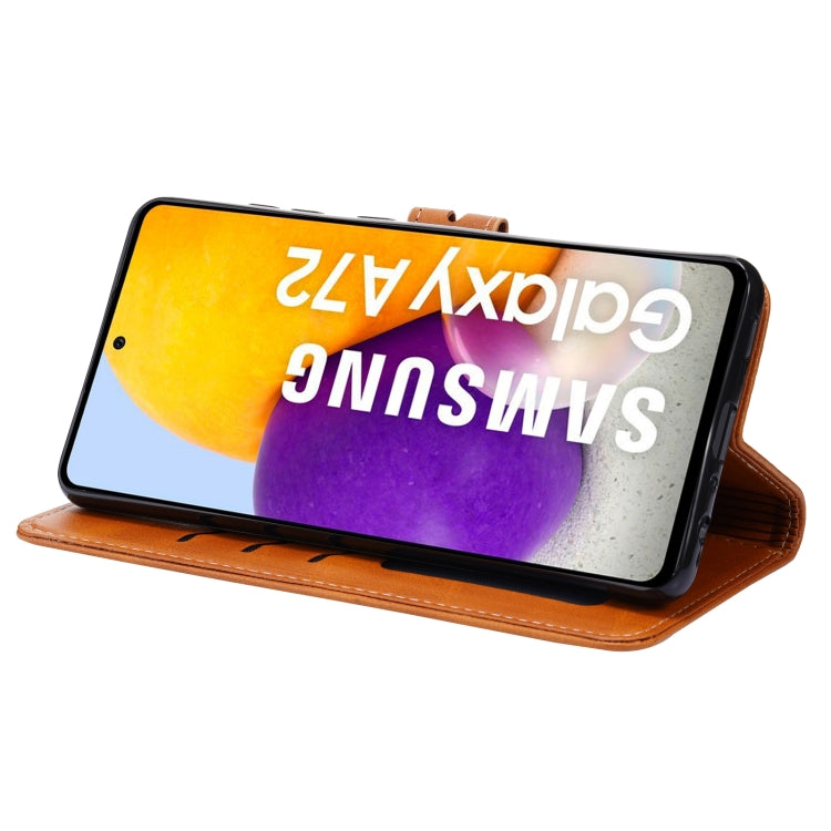 For Samsung Galaxy A52 5G / 4G Embossed Happy Cat Pattern Horizontal Flip Leather Case with Holder & Card Slots & Wallet(Yellow) by buy2fix