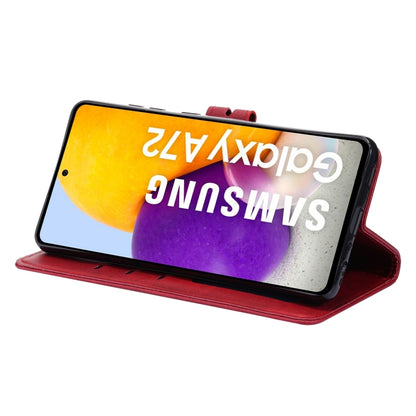 For Samsung Galaxy A52 5G / 4G Embossed Happy Cat Pattern Horizontal Flip Leather Case with Holder & Card Slots & Wallet(Red) by buy2fix
