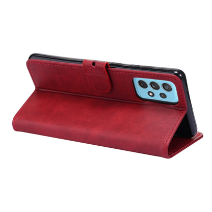 For Samsung Galaxy A52 5G / 4G Embossed Happy Cat Pattern Horizontal Flip Leather Case with Holder & Card Slots & Wallet(Red) by buy2fix