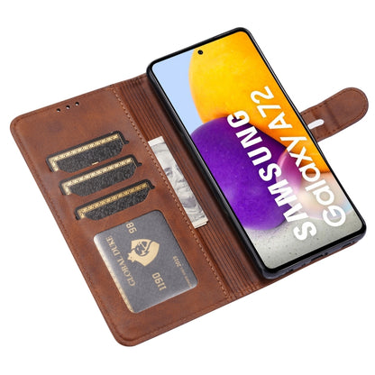 For Samsung Galaxy A52 5G / 4G Embossed Happy Cat Pattern Horizontal Flip Leather Case with Holder & Card Slots & Wallet(Brown) by buy2fix