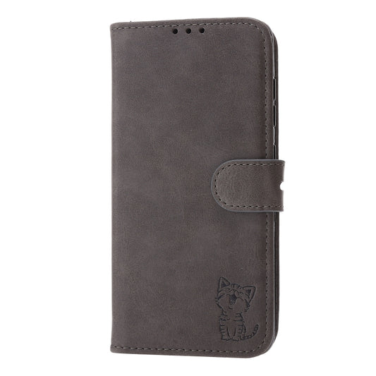 For Huawei P50 Pro Embossed Happy Cat Pattern Horizontal Flip Leather Case with Holder & Card Slots & Wallet(Grey) - Huawei Cases by buy2fix | Online Shopping UK | buy2fix