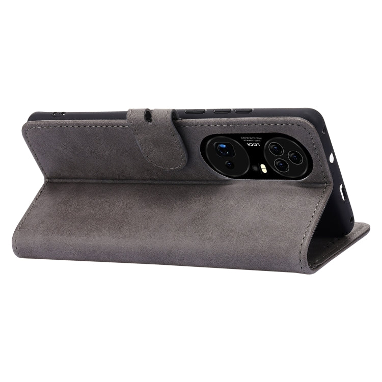For Huawei P50 Pro Embossed Happy Cat Pattern Horizontal Flip Leather Case with Holder & Card Slots & Wallet(Grey) - Huawei Cases by buy2fix | Online Shopping UK | buy2fix