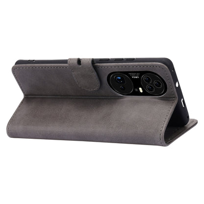 For Huawei P50 Pro Embossed Happy Cat Pattern Horizontal Flip Leather Case with Holder & Card Slots & Wallet(Grey) - Huawei Cases by buy2fix | Online Shopping UK | buy2fix