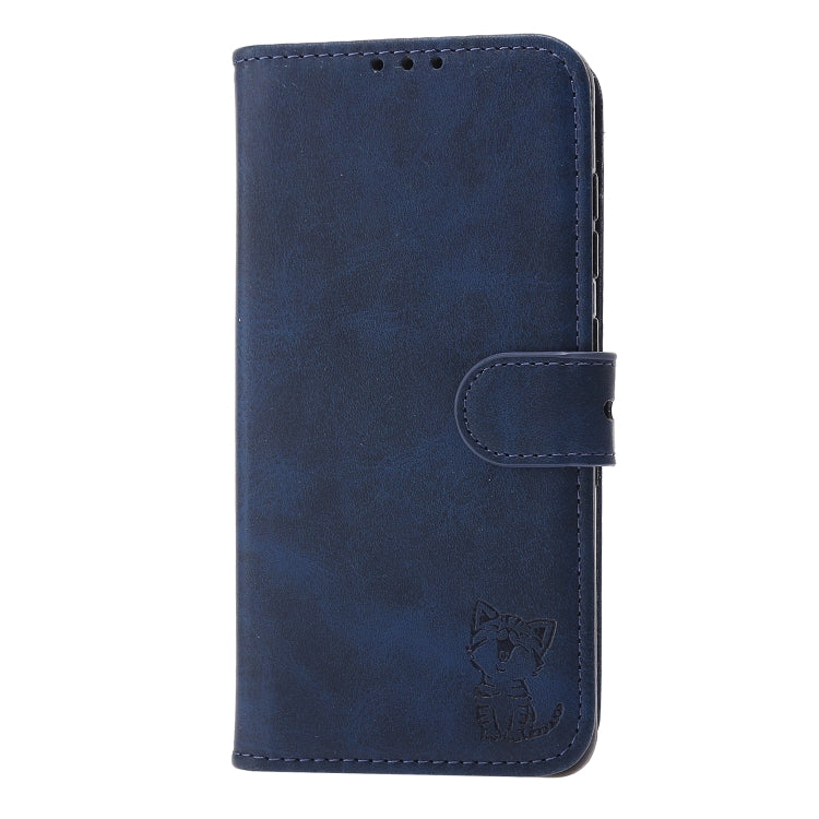 For Huawei P50 Pro Embossed Happy Cat Pattern Horizontal Flip Leather Case with Holder & Card Slots & Wallet(Blue) - Huawei Cases by buy2fix | Online Shopping UK | buy2fix