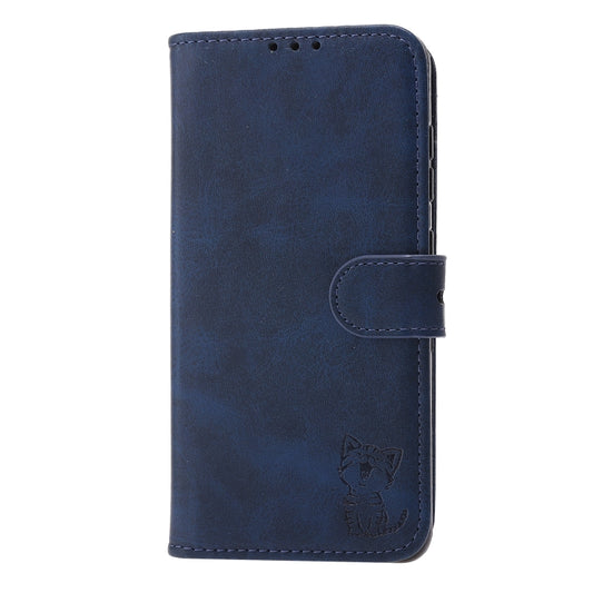 For Huawei P50 Pro Embossed Happy Cat Pattern Horizontal Flip Leather Case with Holder & Card Slots & Wallet(Blue) - Huawei Cases by buy2fix | Online Shopping UK | buy2fix