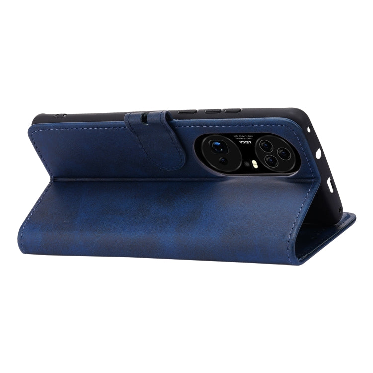 For Huawei P50 Pro Embossed Happy Cat Pattern Horizontal Flip Leather Case with Holder & Card Slots & Wallet(Blue) - Huawei Cases by buy2fix | Online Shopping UK | buy2fix