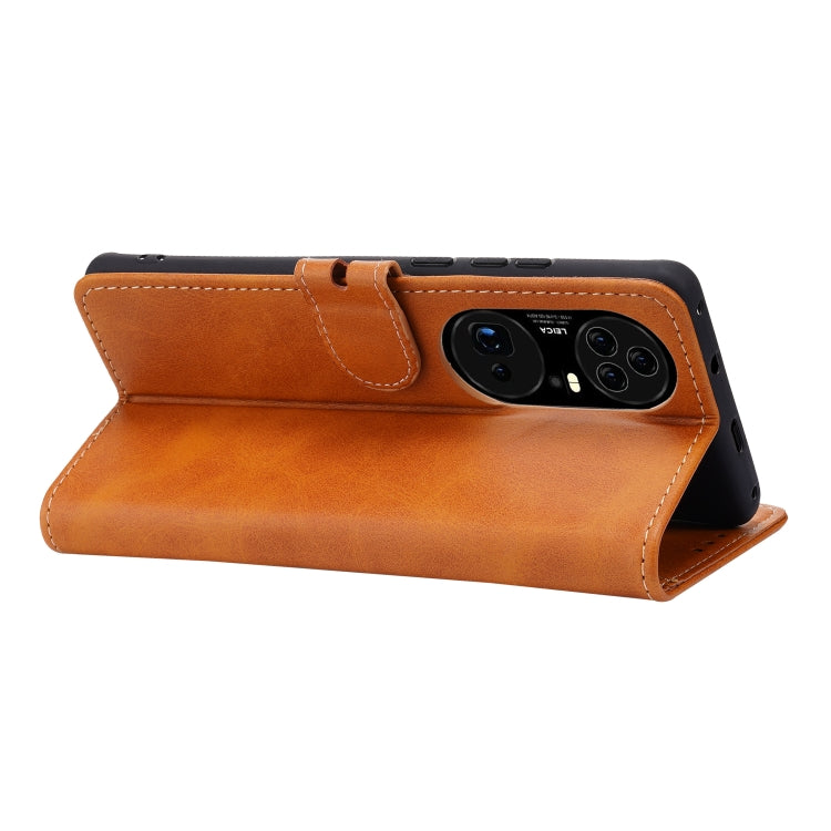 For Huawei P50 Pro Embossed Happy Cat Pattern Horizontal Flip Leather Case with Holder & Card Slots & Wallet(Yellow) - Huawei Cases by buy2fix | Online Shopping UK | buy2fix