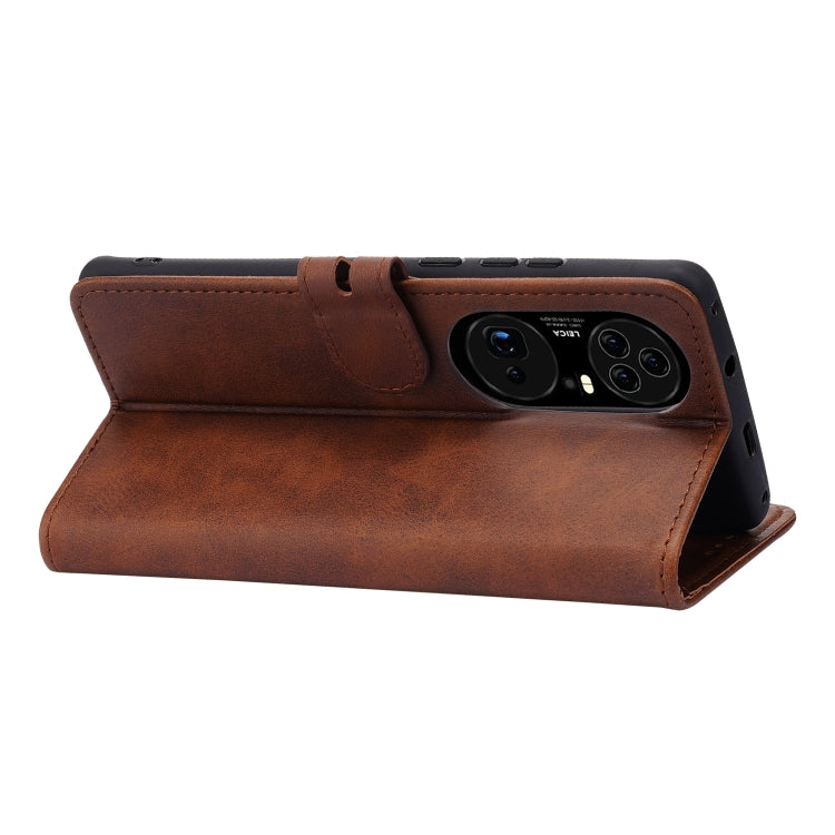 For Huawei P50 Pro Embossed Happy Cat Pattern Horizontal Flip Leather Case with Holder & Card Slots & Wallet(Brown) - Huawei Cases by buy2fix | Online Shopping UK | buy2fix