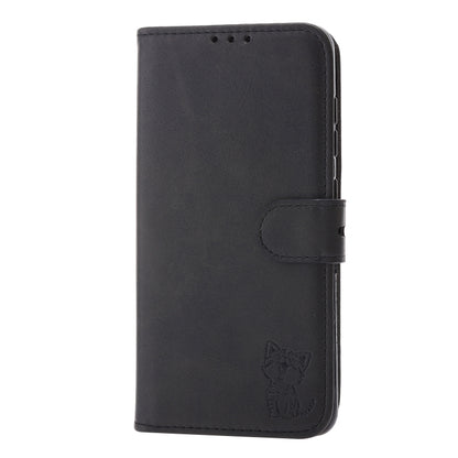 For Xiaomi Redmi Note 10 4G Embossed Happy Cat Pattern Horizontal Flip Leather Case with Holder & Card Slots & Wallet(Black) - Xiaomi Cases by buy2fix | Online Shopping UK | buy2fix