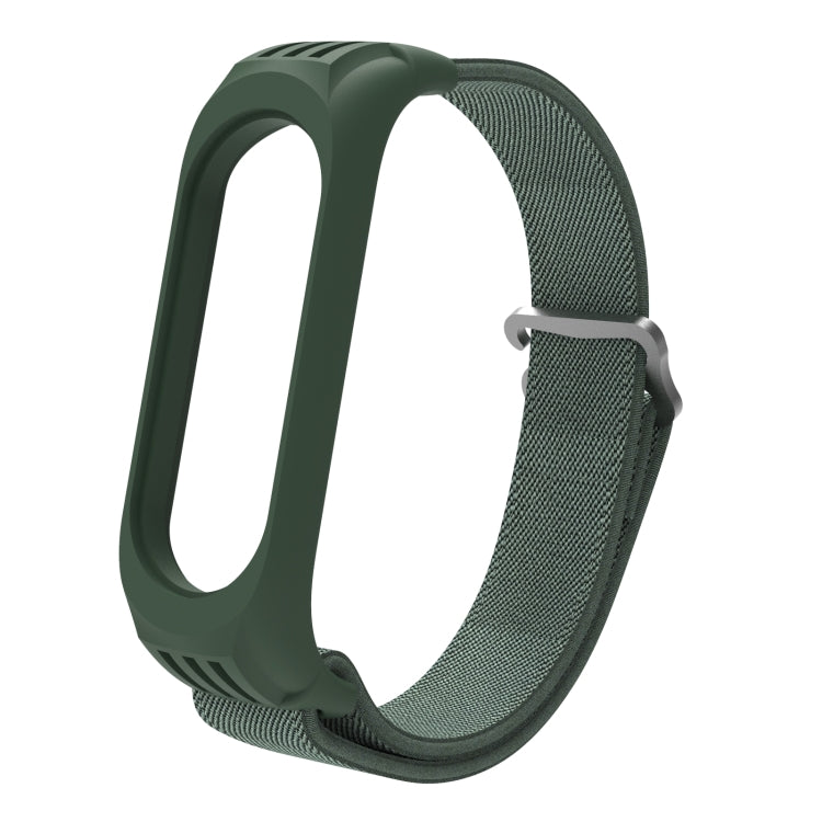 For Xiaomi Mi Band 6 / 5 / 4 / 3 9-shaped Buckle Twill Watch Band(Dark Green) - Watch Bands by buy2fix | Online Shopping UK | buy2fix