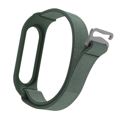 For Xiaomi Mi Band 6 / 5 / 4 / 3 9-shaped Buckle Twill Watch Band(Dark Green) - Watch Bands by buy2fix | Online Shopping UK | buy2fix
