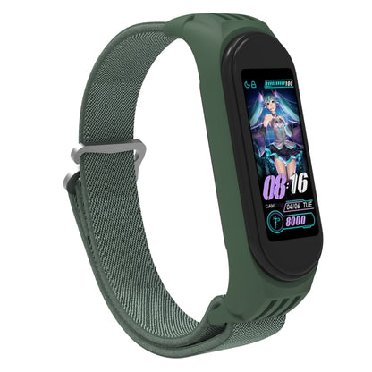 For Xiaomi Mi Band 6 / 5 / 4 / 3 9-shaped Buckle Twill Watch Band(Dark Green) - Watch Bands by buy2fix | Online Shopping UK | buy2fix