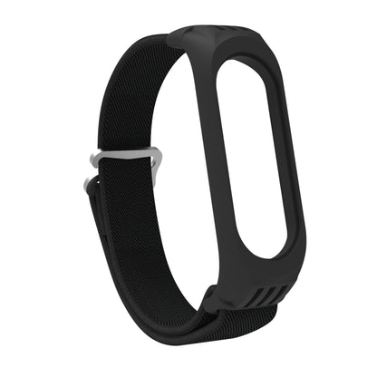For Xiaomi Mi Band 6 / 5 / 4 / 3 9-shaped Buckle Twill Watch Band(Black) - Watch Bands by buy2fix | Online Shopping UK | buy2fix