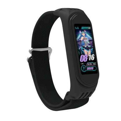 For Xiaomi Mi Band 6 / 5 / 4 / 3 9-shaped Buckle Twill Watch Band(Black) - Watch Bands by buy2fix | Online Shopping UK | buy2fix