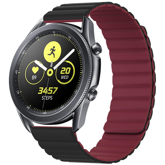 20mm For Samsung Smart Watch Universal Silicone Magnetic Watch Band(Black+Wine Red) - Watch Bands by buy2fix | Online Shopping UK | buy2fix