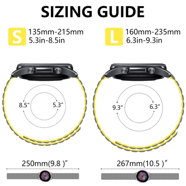 20mm For Samsung Smart Watch Universal Silicone Magnetic Watch Band(Grey+Yellow) by buy2fix
