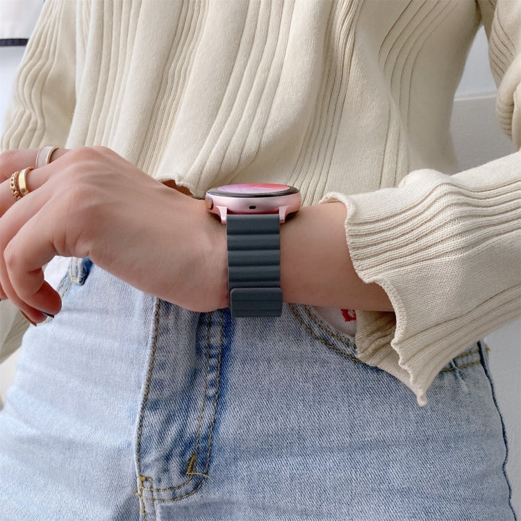 20mm For Samsung Smart Watch Universal Silicone Magnetic Watch Band(Grey+Yellow) by buy2fix