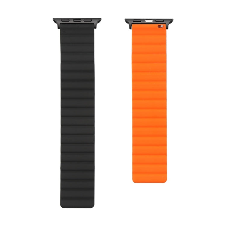 Silicone Magnetic Watch Band For Apple Watch Series 7 41mm / 6 & SE & 5 & 4 40mm / 3 & 2 & 1 38mm(Black+Orange) by buy2fix