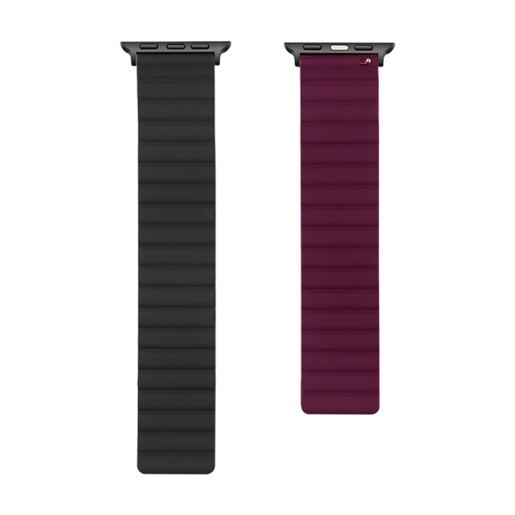 Silicone Magnetic Watch Band For Apple Watch Series 7 41mm / 6 & SE & 5 & 4 40mm / 3 & 2 & 1 38mm(Black+Wine Red) by buy2fix