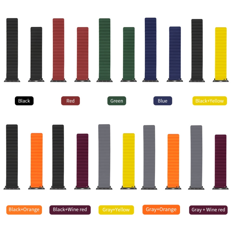 Silicone Magnetic Watch Band For Apple Watch Series 7 41mm / 6 & SE & 5 & 4 40mm / 3 & 2 & 1 38mm(Black+Wine Red) by buy2fix
