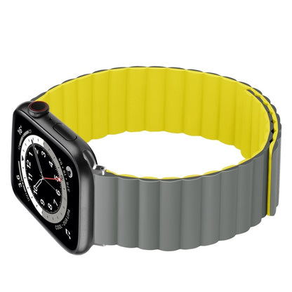 Silicone Magnetic Watch Band For Apple Watch Series 7 41mm / 6 & SE & 5 & 4 40mm / 3 & 2 & 1 38mm(Grey+Yellow) by buy2fix