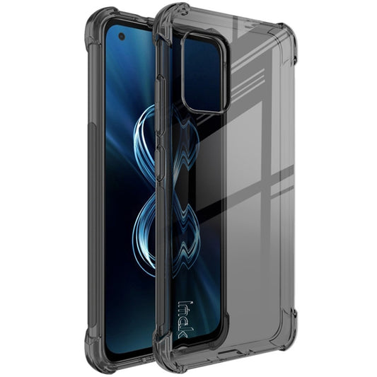 For Asus Zenfone 8 IMAK All-inclusive Shockproof Airbag TPU Case with Screen Protector(Transparent Black) - ASUS Cases by imak | Online Shopping UK | buy2fix