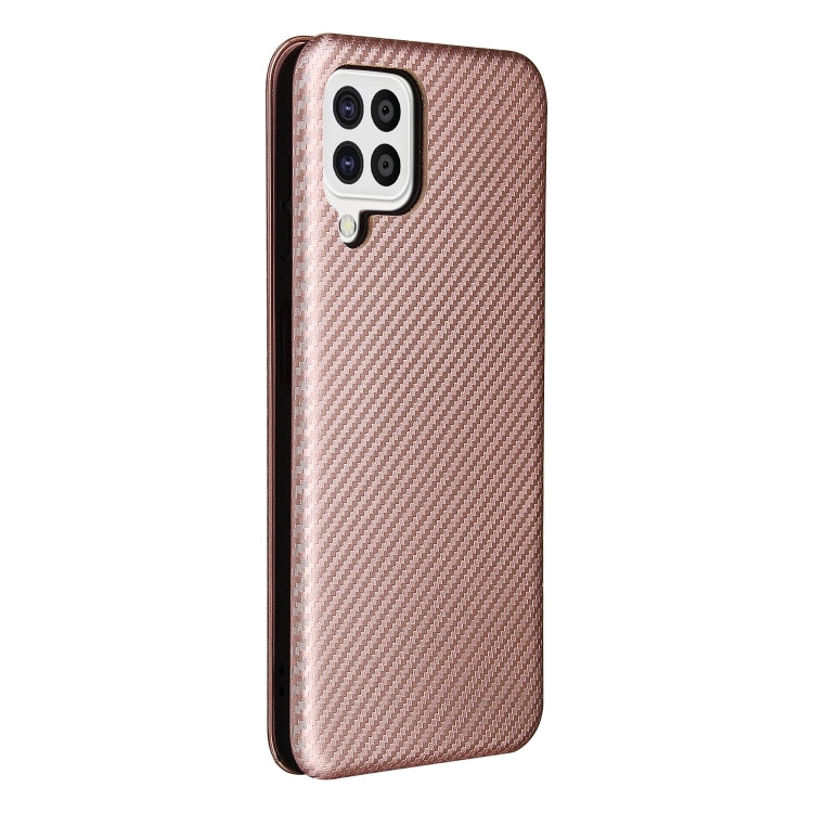 For Samsung Galaxy A22 4G Carbon Fiber Texture Horizontal Flip TPU + PC + PU Leather Case with Card Slot(Pink) by buy2fix