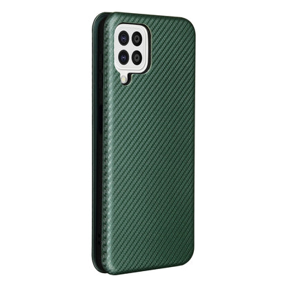 For Samsung Galaxy A22 4G Carbon Fiber Texture Horizontal Flip TPU + PC + PU Leather Case with Card Slot(Green) by buy2fix