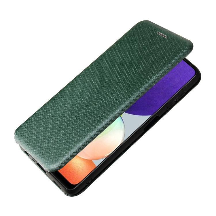 For Samsung Galaxy A22 4G Carbon Fiber Texture Horizontal Flip TPU + PC + PU Leather Case with Card Slot(Green) by buy2fix