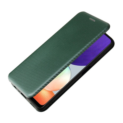 For Samsung Galaxy A22 4G Carbon Fiber Texture Horizontal Flip TPU + PC + PU Leather Case with Card Slot(Green) by buy2fix