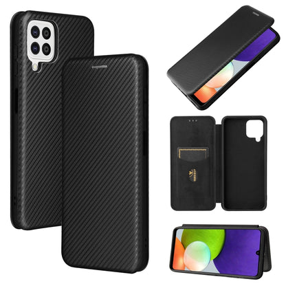 For Samsung Galaxy A22 4G Carbon Fiber Texture Horizontal Flip TPU + PC + PU Leather Case with Card Slot(Black) by buy2fix