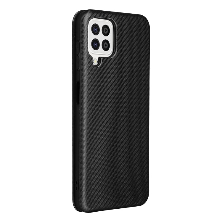 For Samsung Galaxy A22 4G Carbon Fiber Texture Horizontal Flip TPU + PC + PU Leather Case with Card Slot(Black) by buy2fix