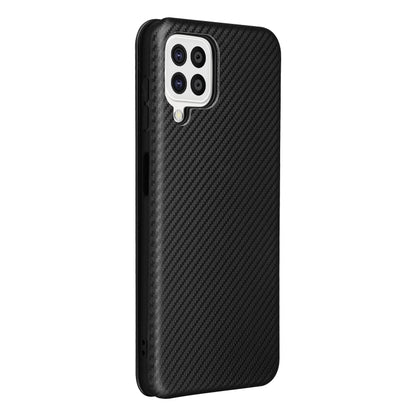 For Samsung Galaxy A22 4G Carbon Fiber Texture Horizontal Flip TPU + PC + PU Leather Case with Card Slot(Black) by buy2fix